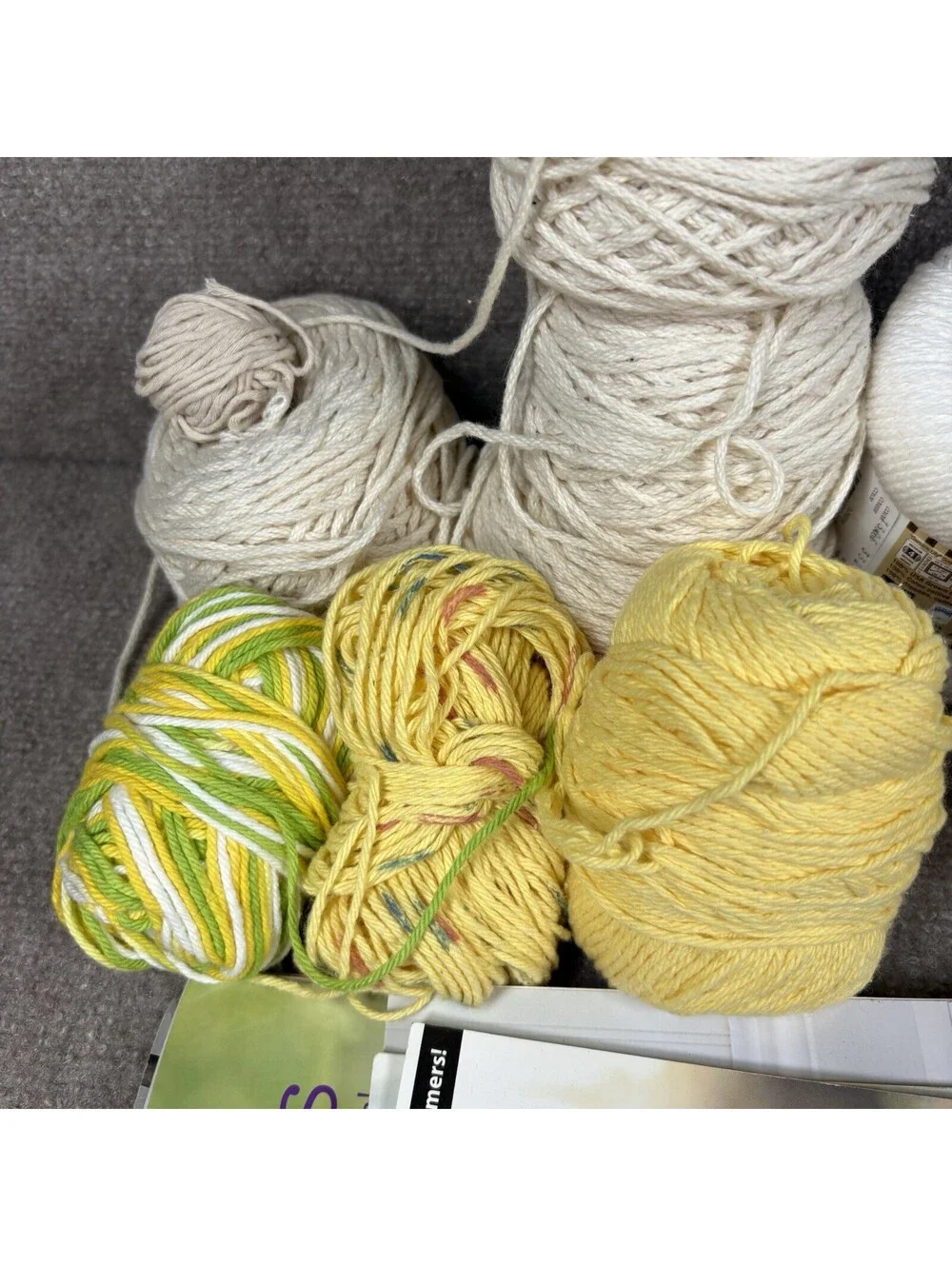 Lot of Assorted Crochet Threads Mixed Colors Cotton & Pattern Books New & Used